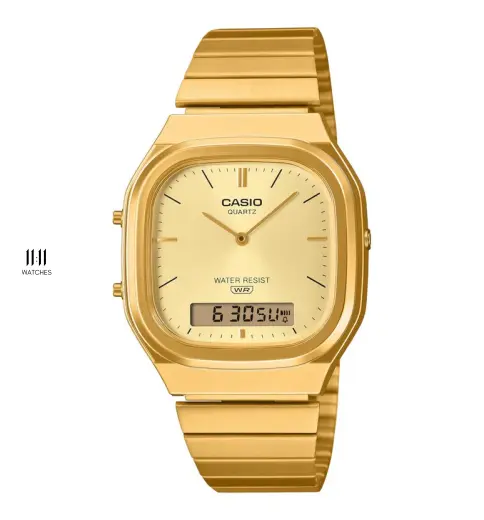 Casio AQ-240EG-9ADF &ndash; Đồng Hồ Vintage Mạ V&agrave;ng Dual Time