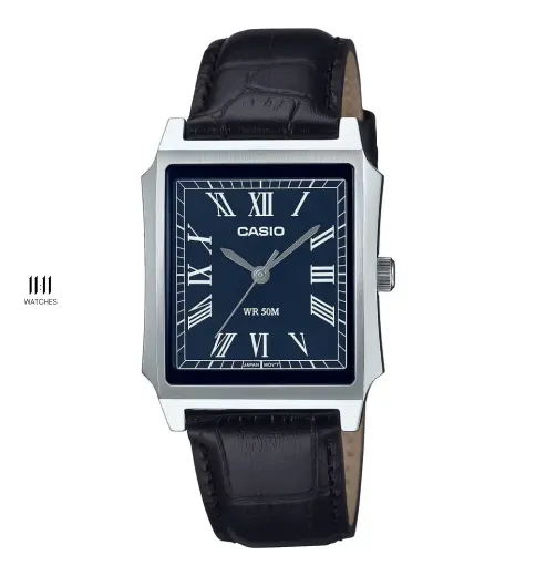 Đồng hồ nam Casio MTP-B190L-2BVDF &ndash; Thiết kế Tank d&acirc;y da cổ điển